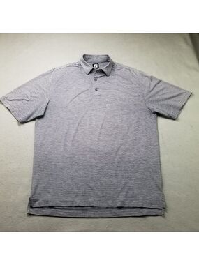 Footjoy Polo Shirt Mens Size L Gray Striped Golf Short Sleeve Stretch